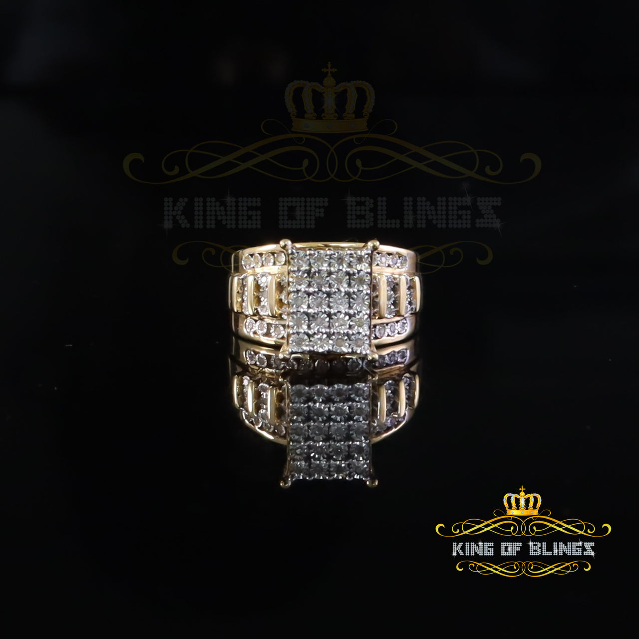 King Of Bling's Yellow 0.20ct Real Diamond 925 Silver Rectangle Cinderella Womens Ring Size 9 King of Blings