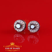 King Of Bling's 0.75ct Black Diamond 925 Silver White for Men's/Womens Stud Round Halo Earrings KING OF BLINGS