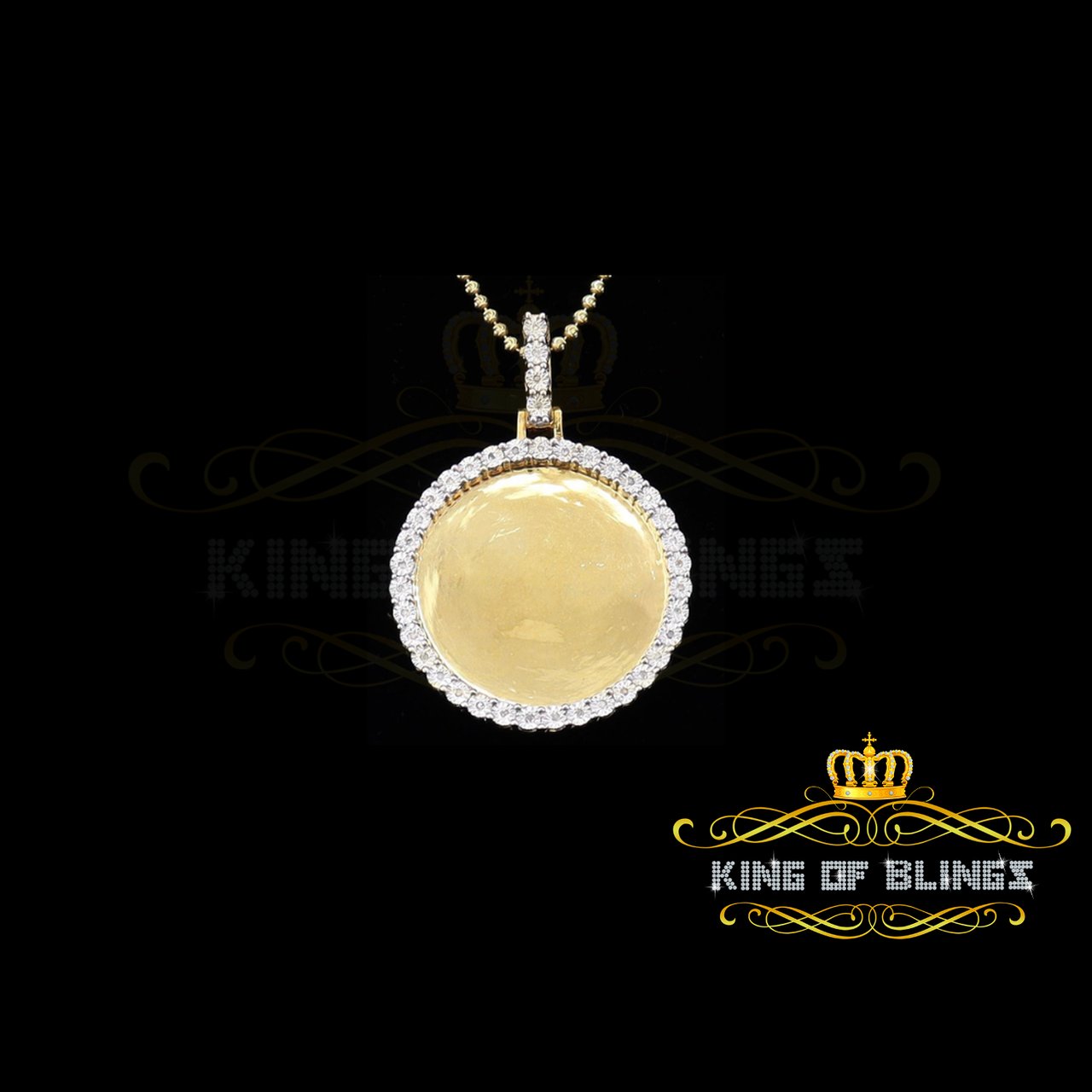 King Of Bling's Real 0.15ct Diamond Sterling Silver 1.50" PICTURE Charm Fashion Yellow Pendant