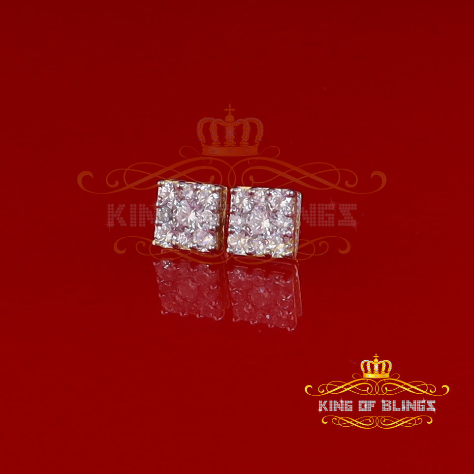 King of Bling's 925 Yellow 1.46ct Sterling Silver Cubic Zirconia Women's & Men's Square Earrings KING OF BLINGS