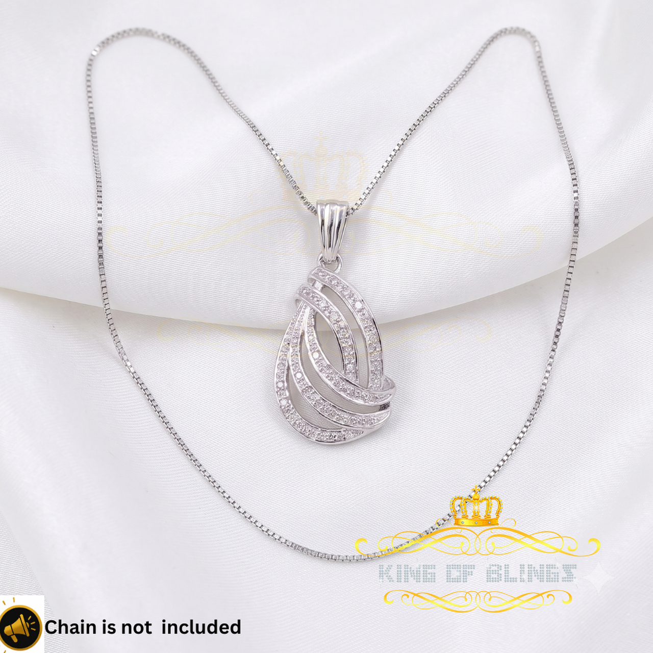 King Of Bling's Real 0.15CT Diamond Stones FASHION Sterling Charm Necklace Silver White Pendant KING OF BLINGS