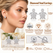 King Of Bling's 925 Sterling White Silver 0.10ct Diamond Turtle Earrings For Women's & Men's KING OF BLINGS