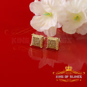 King of Blings-0.15ct Yellow Diamond 925 Sterling Silver Stud Women's/ Men's Square Earrings KING OF BLINGS