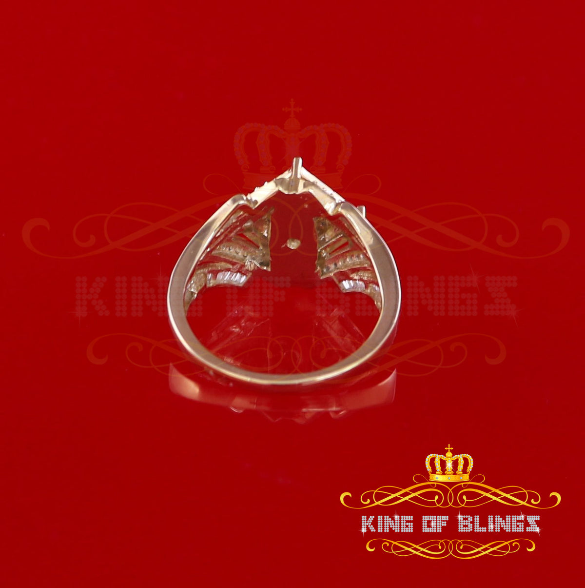 King Of Bling's 0.66 CT Real Diamond Womens Sterling Silver Yellow Ring Size 7 Square shape KING OF BLINGS
