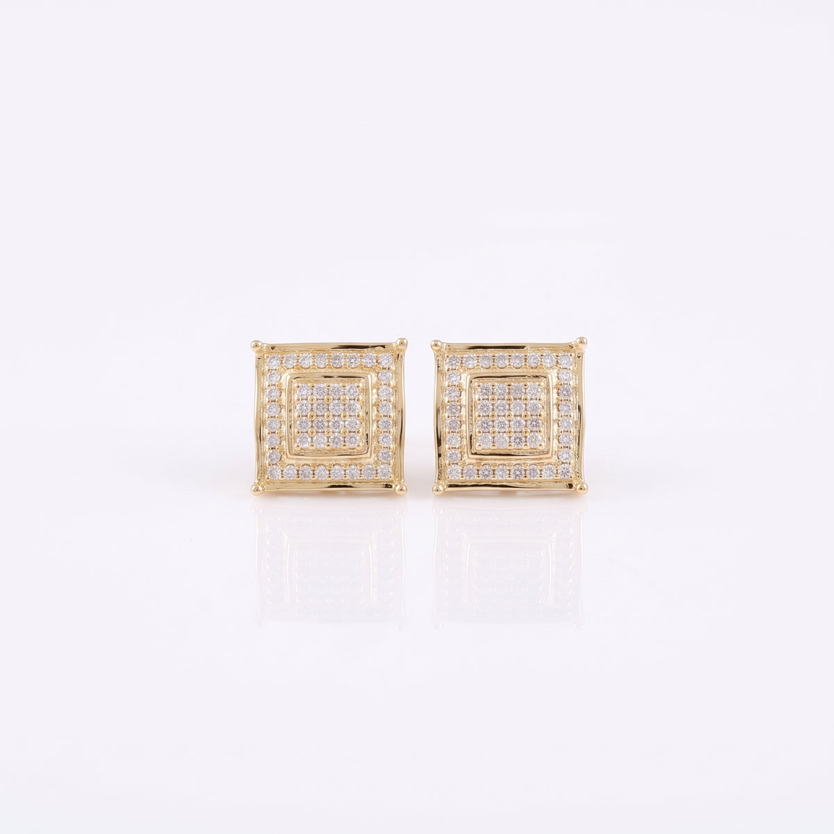 King Of Bling's 0.20ct Genuine Diamond 925 Yellow Sterling Silver Hip Hop Men's/Women's Earrings KING OF BLINGS