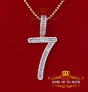 Yellow Sterling Silver Baguette Numeric Number '7'Pendant 3.66ct Cubic Zirconia KING OF BLINGS