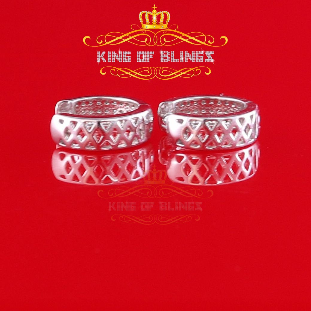 King Of Bling's 0.15ct Diamond 925 Sterling Silver White Hoop Stud Earring For Men's & Women's