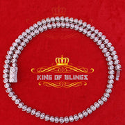 925 Silver White 20ct Moissanite Tennis Men's Necklace size 21.5 inch & Widt 6mm KING OF BLINGS