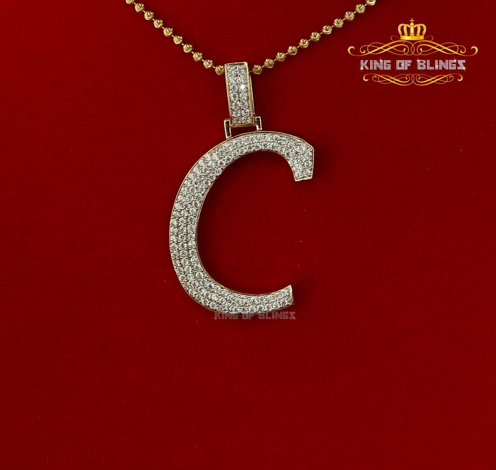 Fancy Yellow 925 Sterling Silver All ALPHABET Pendant with Cubic Zirconia Stone KING OF BLINGS