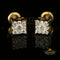 King of Bling's Hip Hop 925 Yellow Silver 0.6ct Cubic Zirconia Women's & Men's Square Earrings KING OF BLINGS