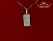 King of Bling Sterling Silver Dog Tag Shape Pendant White 2.80ct Cubic Zirconia KING OF BLINGS