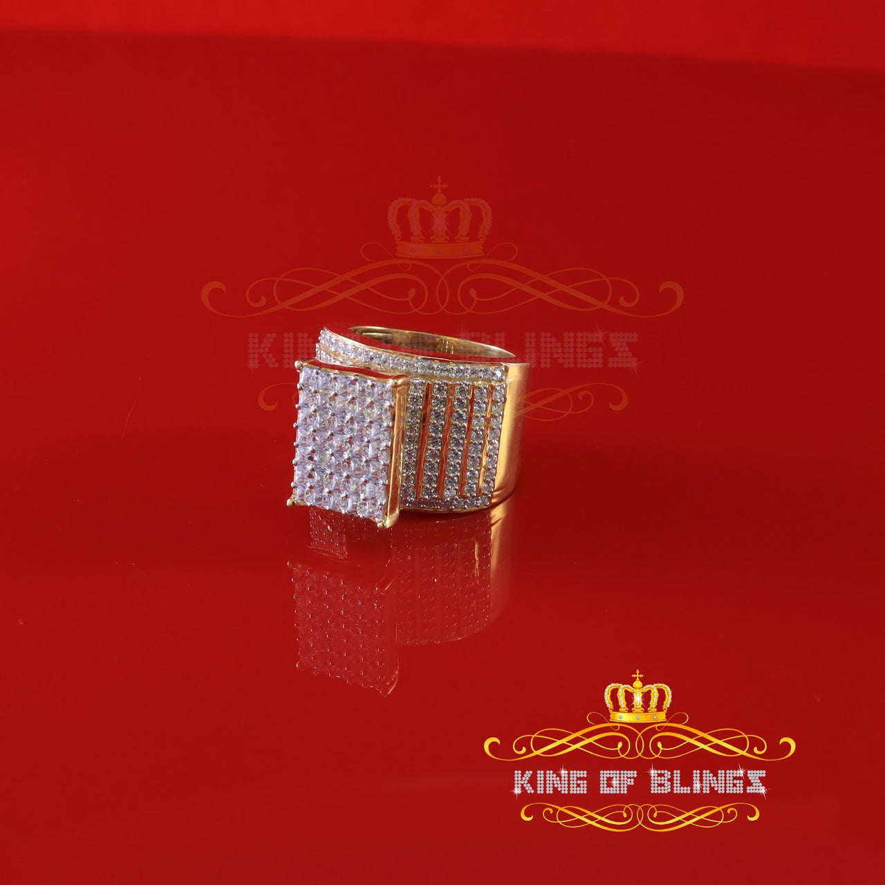 King Of Bling's 925 Sterling Silver YellowCZ 7.00ct Women's Cindarella Ring Size 8
