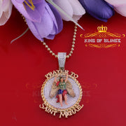 King Of Bling's Silver Yellow Protector "SAINT MICHAEL" Pendant with 5.00ct Genuine Moissanite KING OF BLINGS