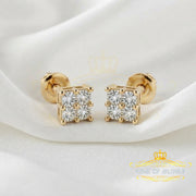 King Of Bling's 0.05ct Diamond Stud Earrings For Women Yellow 925 Sterling Silver Stud For Men KING OF BLINGS
