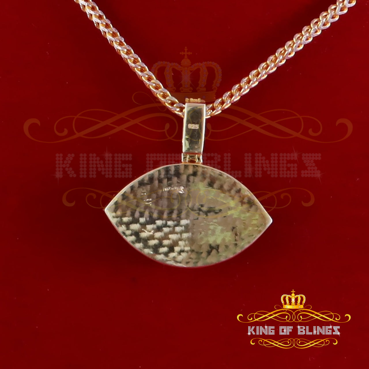 King Of Bling's Yellow Rose Pendant 5.0ct VVS D Evil Eye Moissanite White Silver Men's & Women's