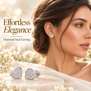 King Of Bling's 925 Sterling Silver 0.10ct Diamond Heart Earrings For Women White Stud For Men KING OF BLINGS