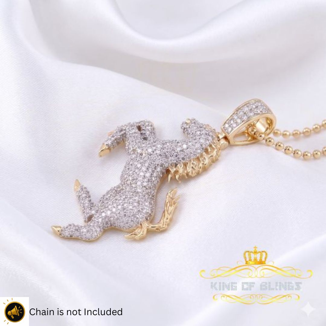King Of Bling's Yellow 925 Sterling Silver Horse Shape Pendant with 4.15ct Cubic Zirconia Stone