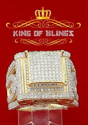 King Of Bling's 925 Sterling Yellow Silver Square 3.55ct Cubic Zirconia Womens Ring Size 10 KING OF BLINGS