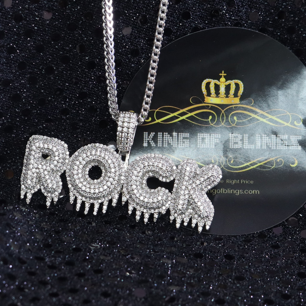 Create Your Own Custom Design in 925 Sterling Silver Dripping ROCK 2.75inch Pendant in Cubic Zirconia KING OF BLINGS