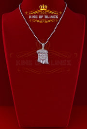 King Of Bling's Real 0.33ct Diamond Sterling Silver 'JESUS FACE' White Charm Necklace Pendant KING OF BLINGS