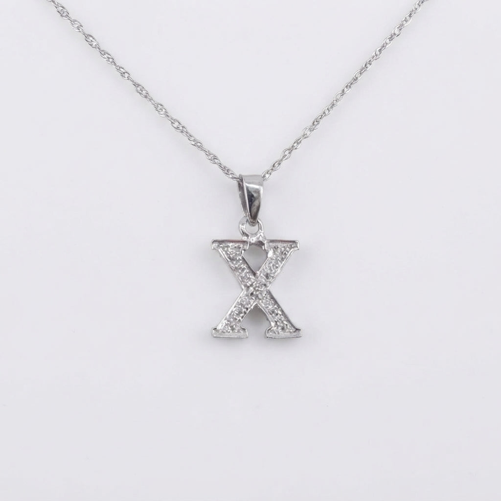 King Of Bling's Attractive Sterling SilverAll Alphabet Letter White Pendant with Cubic Zirconia KING OF BLINGS