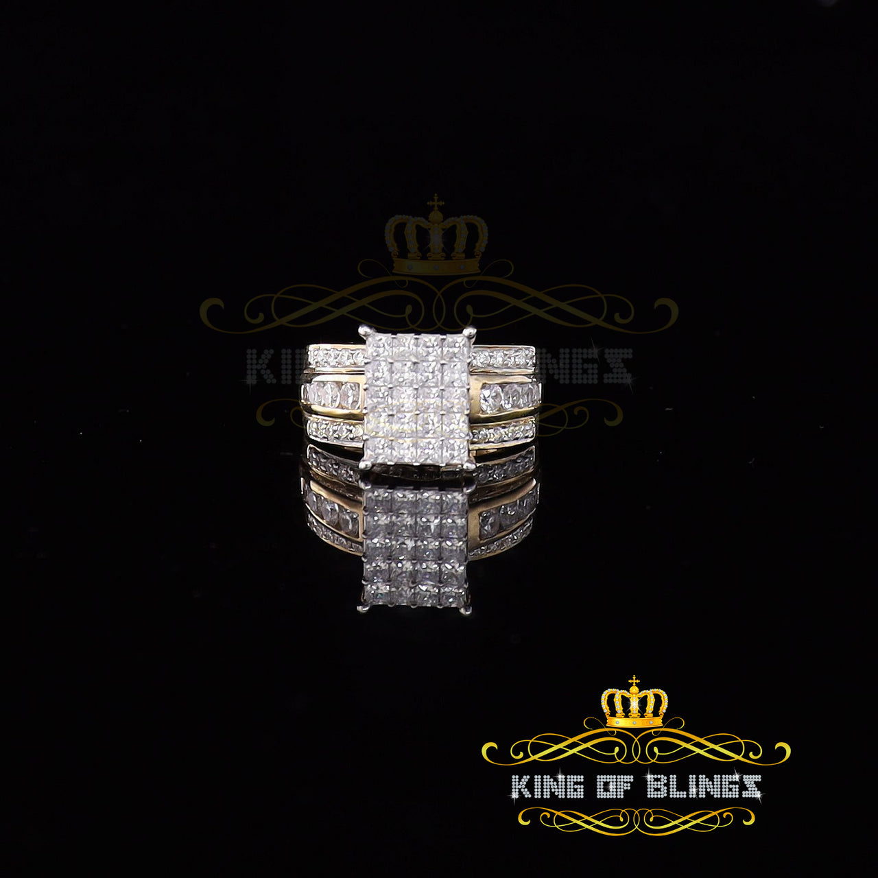 King of Bling's 925 Sterling Silver Cinderella Yellow 3.80ct Cubic Zirconia Womens Ring Size 8