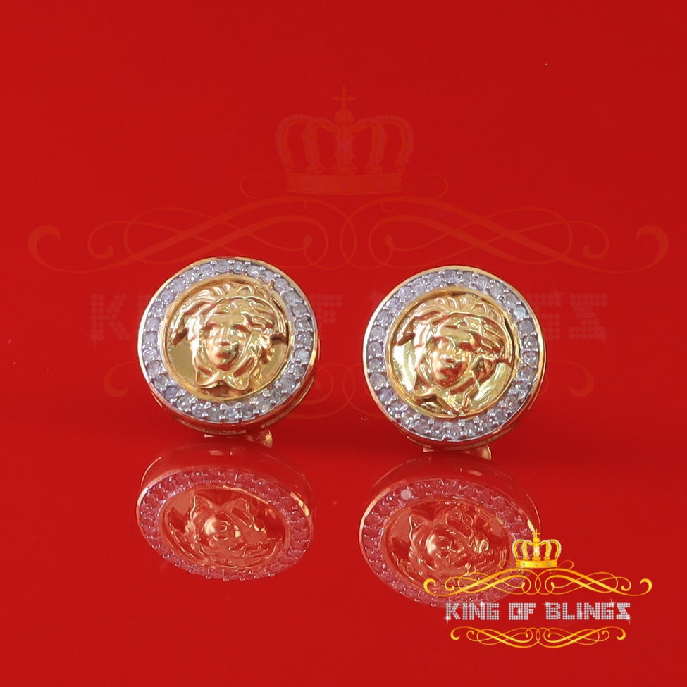 King Of Bling's Real 10k Yellow Gold with Real 0.25CT Diamonds Stud Earrings For Women And Men
