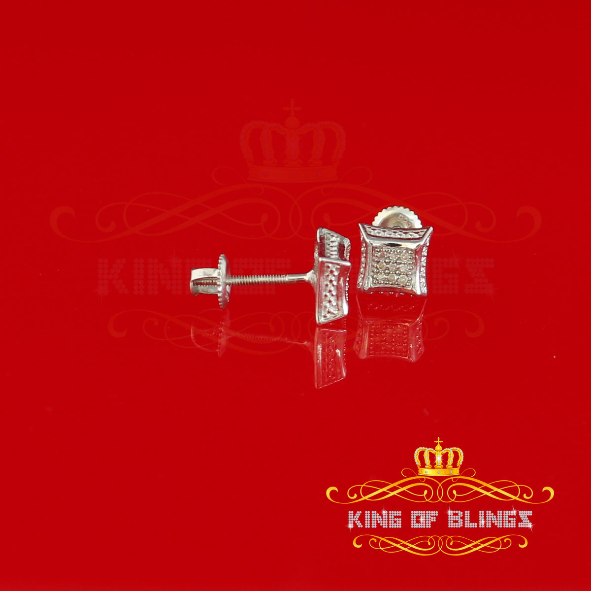 King Of Bling's 0.05ct Real Diamond 925 Sterling Silver Women's & Men's White Kite Stud Earring KING OF BLINGS