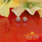 King of Blings-925 Sterling Silver 0.05ct Diamond For Women's Yellow Stud Round style Earrings KING OF BLINGS