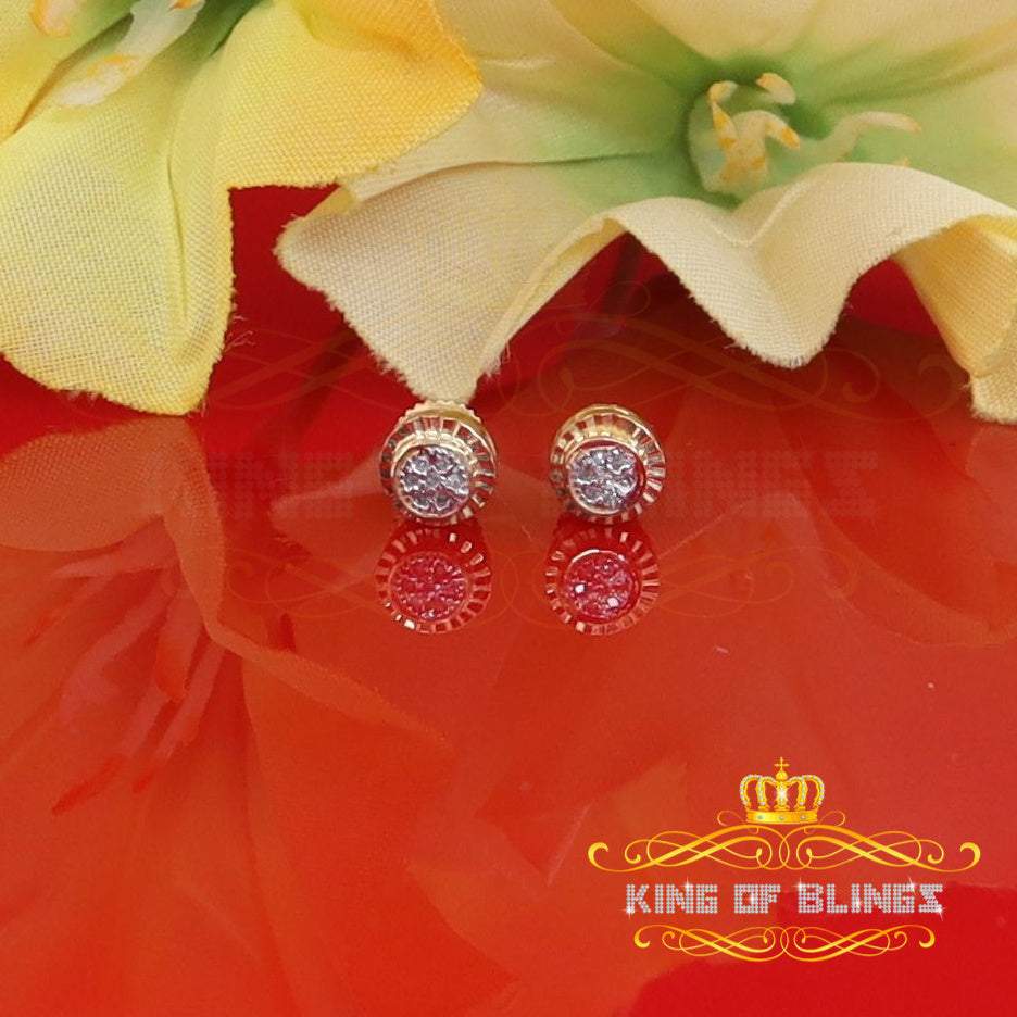King of Blings-925 Sterling Silver 0.05ct Diamond For Women's Yellow Stud Round style Earrings KING OF BLINGS