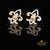 King of Bling's 925 Yellow Silver 0.60ct Cubic Zirconia Fleur de Lis Screw Back Women's Earrings KING OF BLINGS