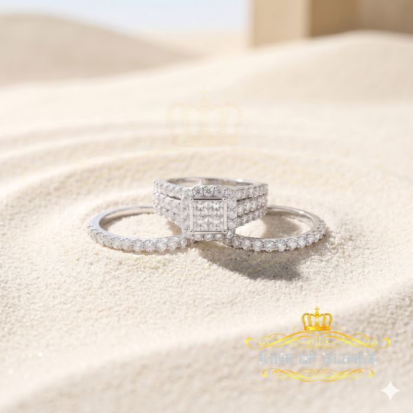 King Of Bling's6.56ct Cubic Zirconia White Sterling Silver Square Engagement Womens Ring Size 8 KING OF BLINGS