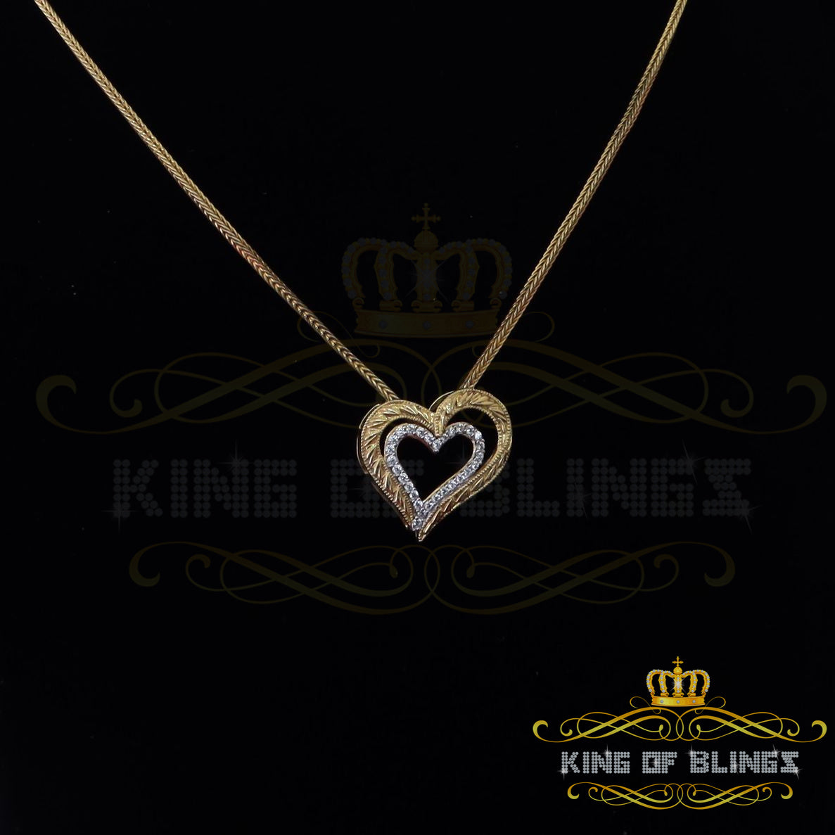 King Of Bling's Promise Yellow 925 Sterling Silver 'HEART 'Shape Pendant 0.87ct Cubic Zirconia