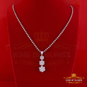 King Of Bling's Tripple Floral Real 0.25ct Diamond Sterling Silver White Charm Fashion Pendant KING OF BLINGS