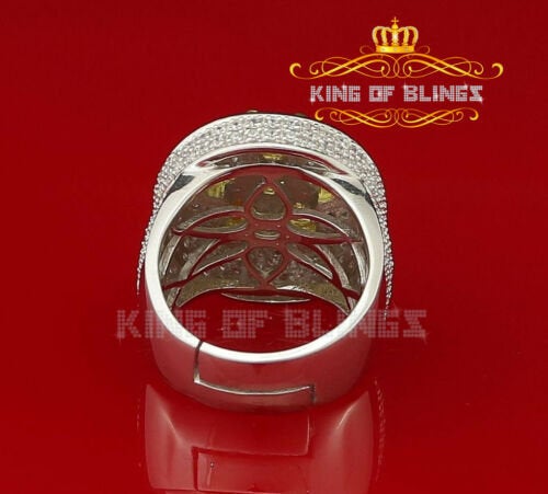 3.20ct Cubic Zirconia White Silver Round Men's Adjustable Ring From SZ 11 to 13 KING OF BLINGS
