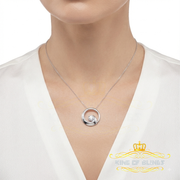 King Of Bling's Fancy Circle Shape 2.50ct Sterling Silver White Pendant Cubic Zirconia Stone KING OF BLINGS