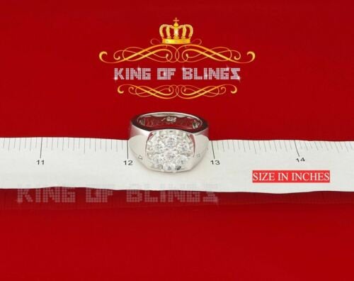 Sterling White Silver Floral 2.30ct Cubic Zirconia Men's Ring Size 9 KING OF BLINGS