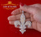 925 White Sterling Silver Fleur de Lis Shape Pendant with 16.56ct Cubic Zirconia KING OF BLINGS