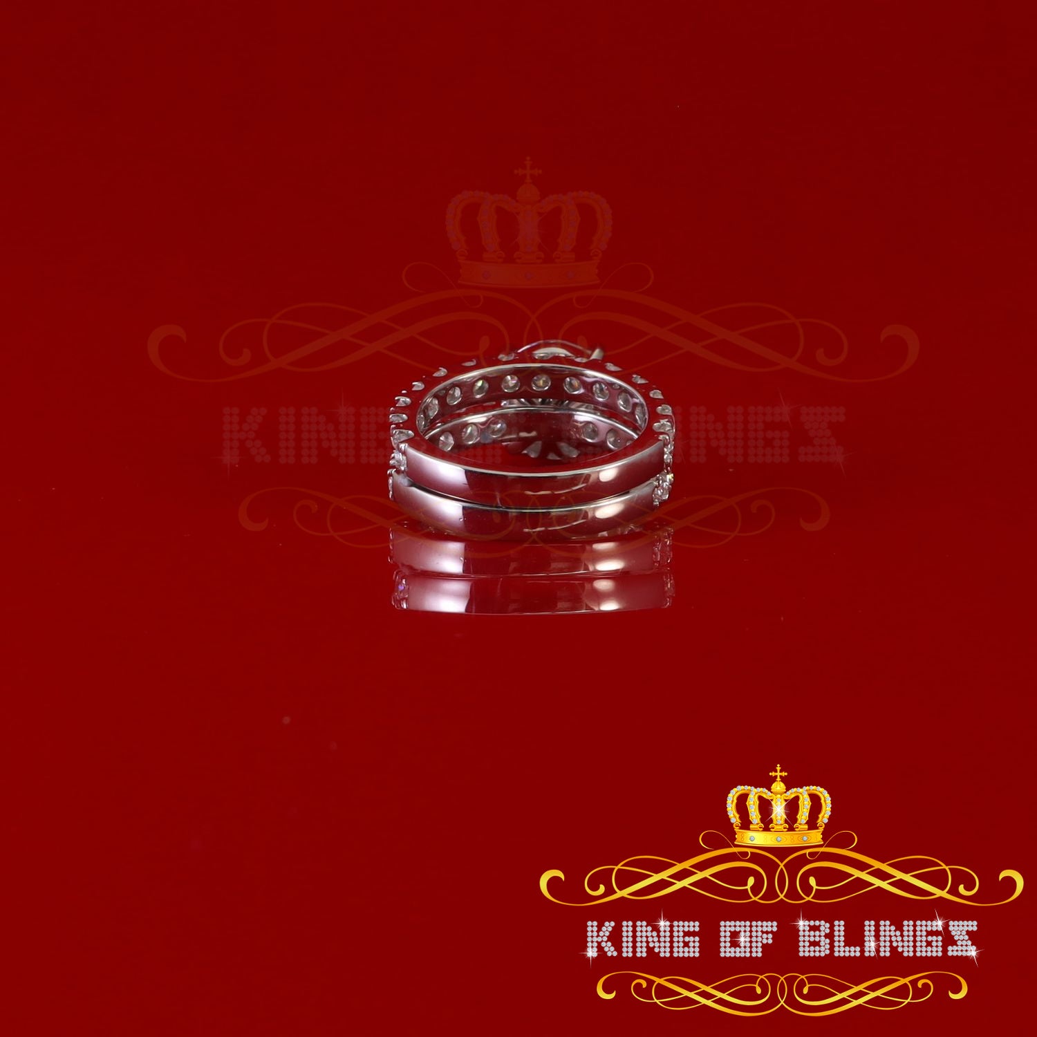 King of Bling's 7.00ct Moissanite White Sterling Silver Men's/ Women Bridal Round Rings Size 8 KING OF BLINGS