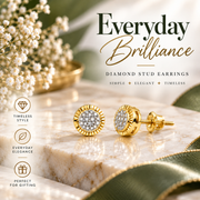 King Of Bling's 925 Sterling Yellow Silver 0.10ct Diamond For Women's & Men's Round Earrings KING OF BLINGS