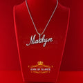 White Sterling Silver Pendant with MARILYN Necklace Shape with Cubic Zirconia KING OF BLINGS