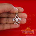 White Fleur de Lis Shape Sterling Silver Pendant with 0.78ct Cubic Zirconia KING OF BLINGS