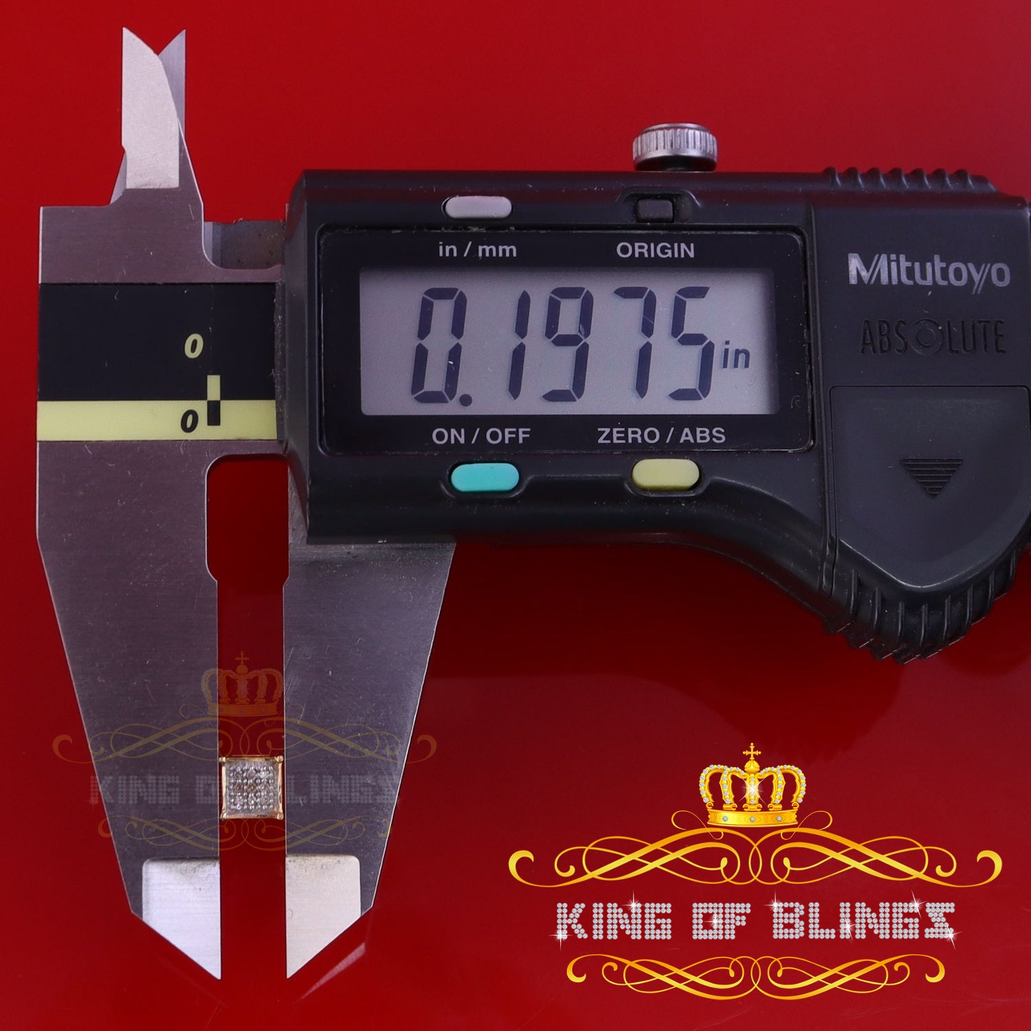 King of Blings-925 Sterling Silver 0.05ct Genuine Diamond Women's & Men's Yellow Square Earring KING OF BLINGS