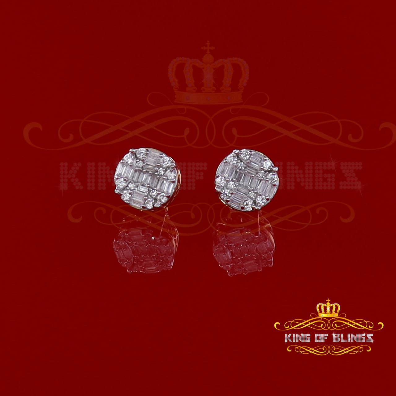 King of Bling's Hip Hop Yellow 925 Silver 1.06ct Cubic Zirconia Women's & Men's style Earrings