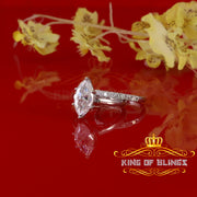 King of Bling's 925 Silver Mens/ Women Bridal Ring Marquise Shape Size 8 White 5.00ct Moissanite KING OF BLINGS