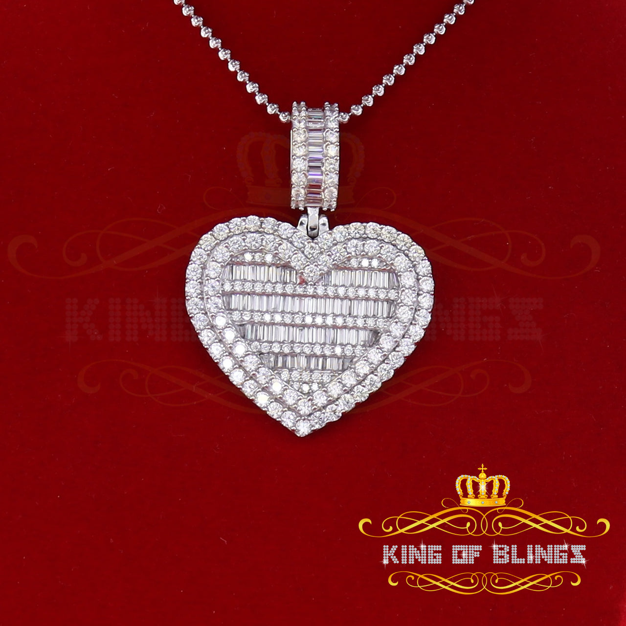 King Of Bling's Sterling Silver Beautiful 15.74ct Cubic Zirconia Pendant White Heart Shape