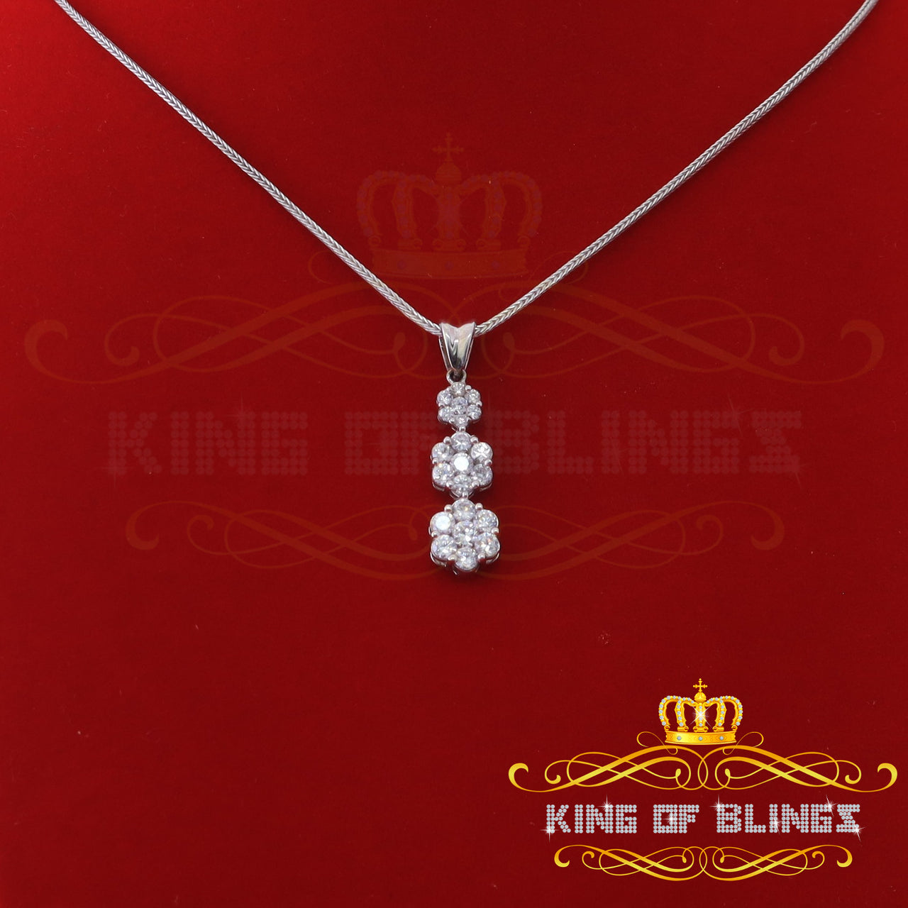 King Of Bling's White 925 past present future Sterling Silver Pendant 3.71ct Cubic Zirconia