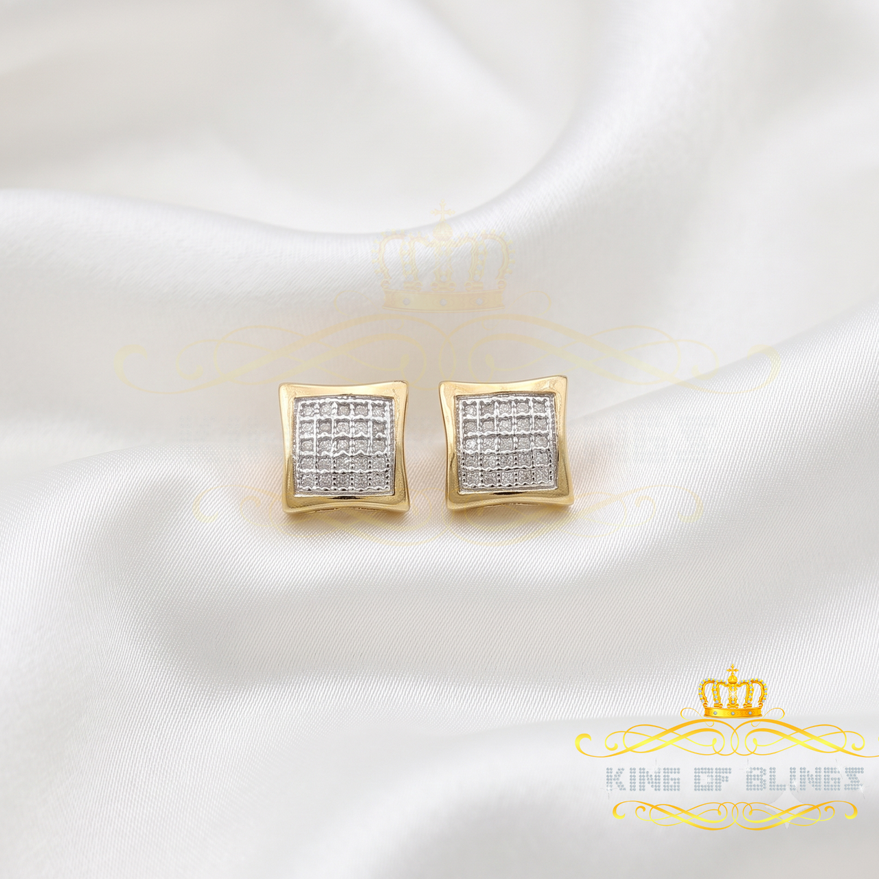 King of Blings-925 Sterling Silver 0.15ct Real Diamond Women's & Men's Yellow Kite Stud Earring