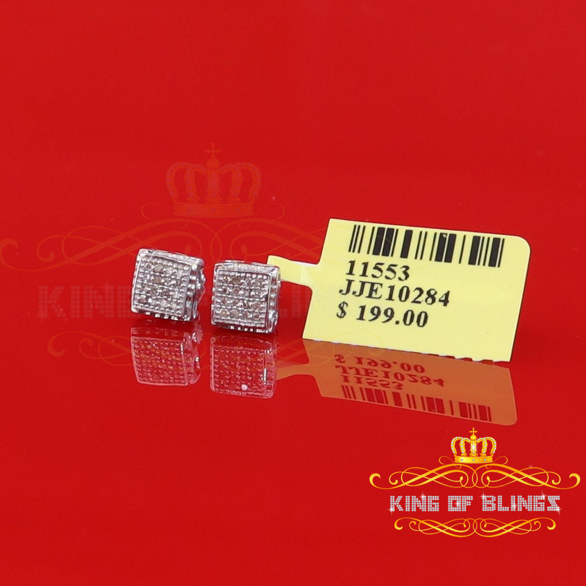 King Of Bling's 925 Sterling Silver 0.10ct Small Diamond For Women's & Men's White Stud Earring KING OF BLINGS