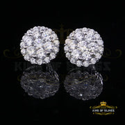 King of Blings- Aretes Para Hombre 925 White Silver 2.53ct Cubic Zirconia Round Women's Earring KING OF BLINGS